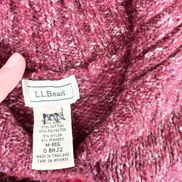 LL Bean Cardigan Sweater Womens Medium Marled Wool Blend Button Up Collar - Picture 3 of 9